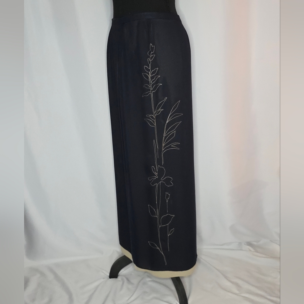Josephine Chaus Collection Black Embroidered Maxi Skirt